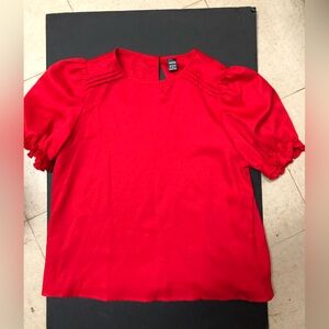 Women’s Short Puff Sleeve Red Blouse, NWOT